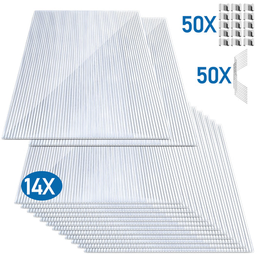 Hengda Polycarbonat Hohlkammerstegplatten, 60,5x121 cm Gewächshausplatten mit 50 x W-Clips und 50 x Z-Clips