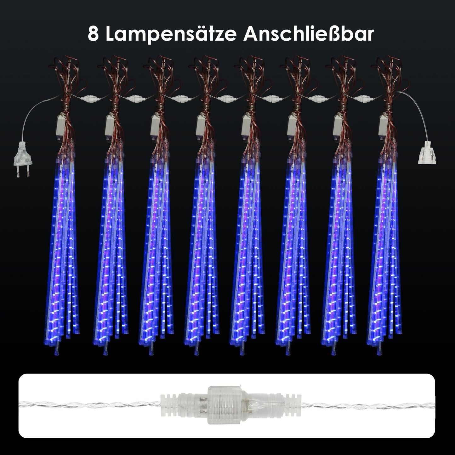 Hengda 360 LED Eiszapfen Lichterkette Eisregen Meteorschauer Außenbereich Lichterregen