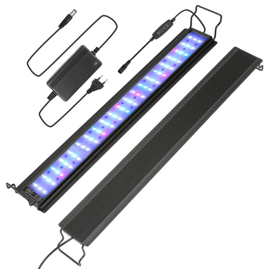 Hengda Aquarium LED Beleuchtung RGB Vollspektrum | Dimmbare Aquarium Lampe mit Ausziehbarer Halterung | LED Aquariumleuchte für Süßwasser- & Meerwasser-Aquarien