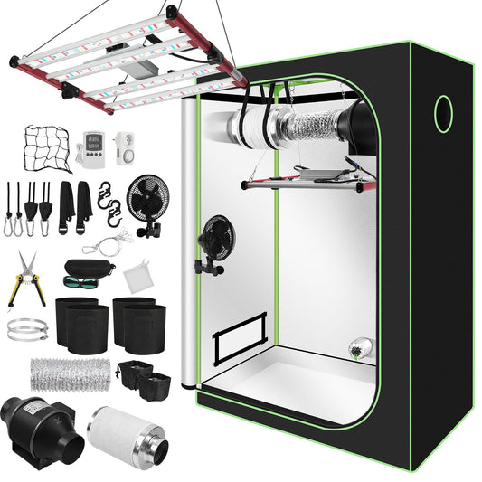 Hengda Growzelt Komplettset, Growbox mit LED Grow Lampe, Gewächshaus, Pflanzenzelt inkl. Belüftungssystem