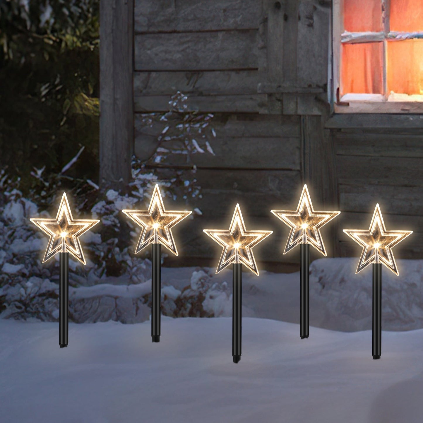 Hengda LED Garten Leuchtstäbe Stern, Weihnachtslichter Außen mit Batterie und Timer, IP65 Sterne Weihnachtsbeleuchtung, für Gartenstecker