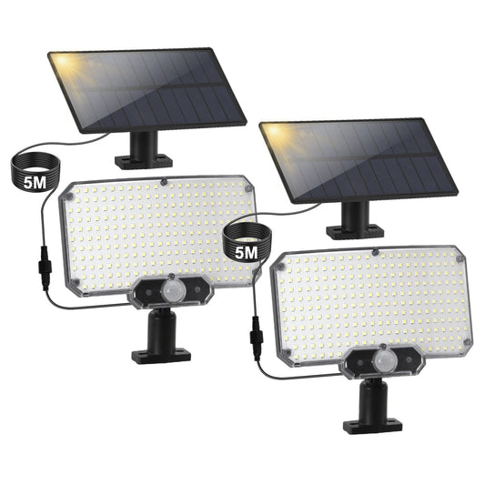 Hengda LED Solar Wandleuchte, Wandfluter mit Bewegungsmelder, Gartenbeleuchtung Solarlampen