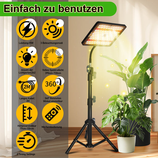 Hengda Pflanzenlampe LED mit Ständer, Höhenverstellbare Pflanzenleuchte LED Vollspektrum, 242 LEDs Grow Lampe
