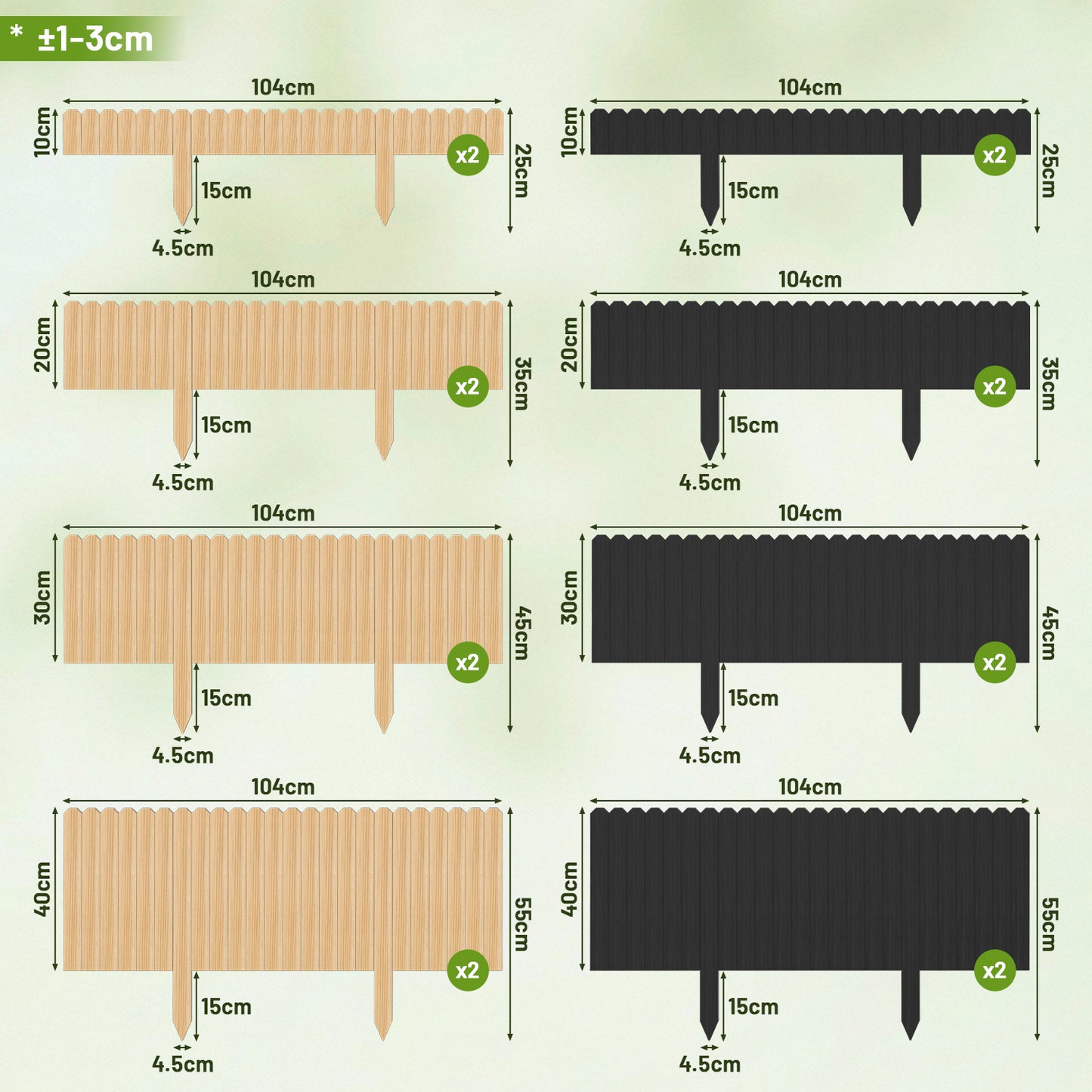 Hengda Flexible Rasenkante aus Holz für Garten, Rollborder Beetumrandung