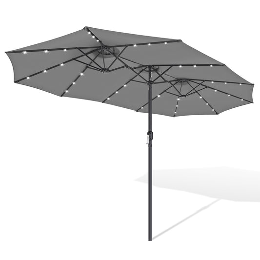 Hengda Sonnenschirm, Kurbelschirm, mit LED Solar, Terrassenschirm ohne Ständer
