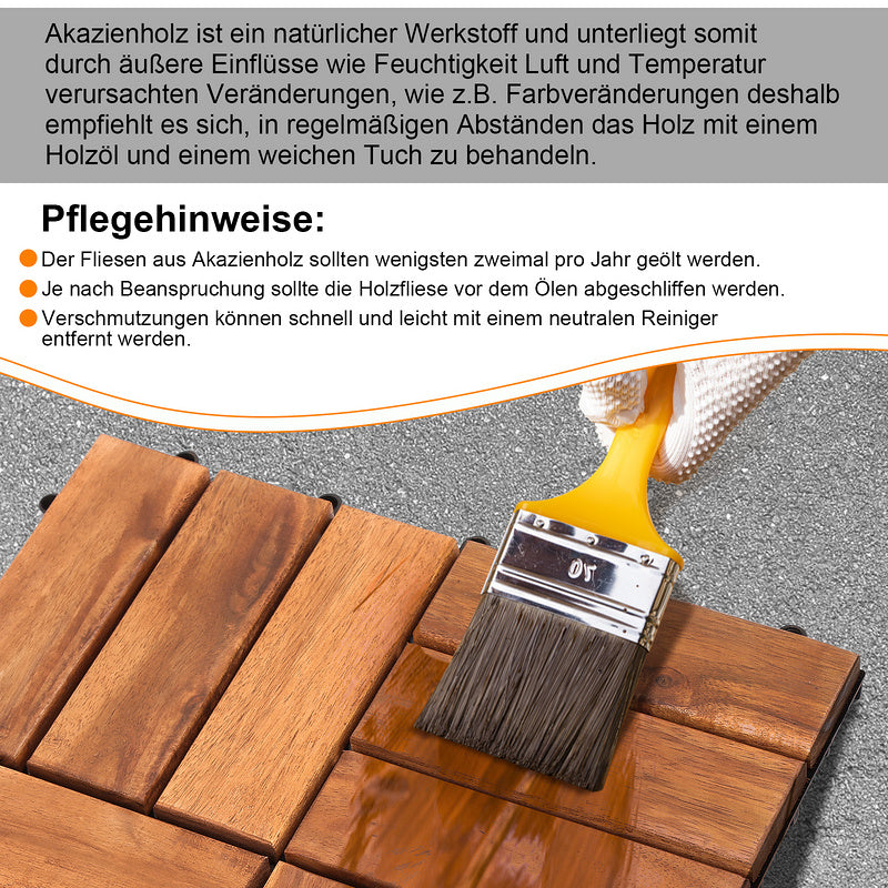Hengda Holzfliesen aus Akazienholz Balkon Terrassenfliesen Garten Fliesen 1m²-5m²
