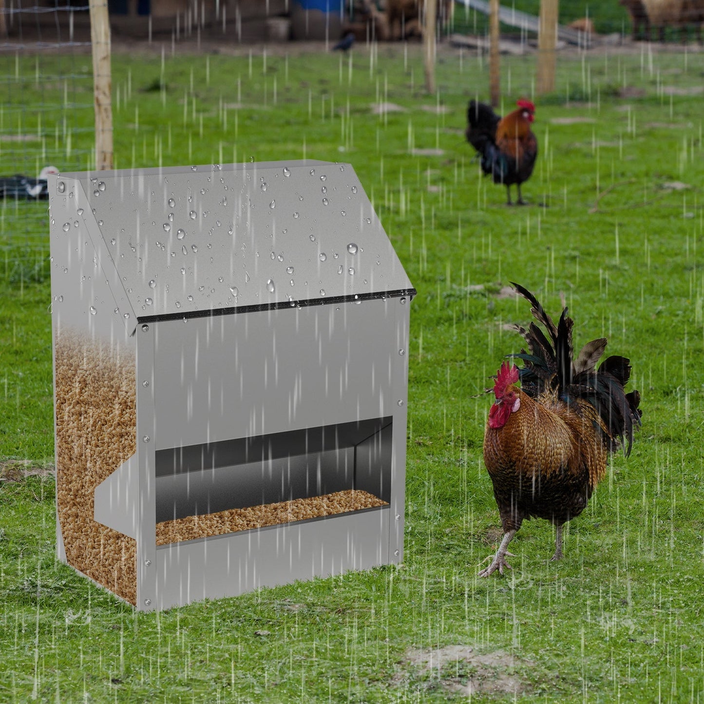Hühnerfutterautomat 4,5 kg / 11,5 kg mit Deckel & Wandhalterung