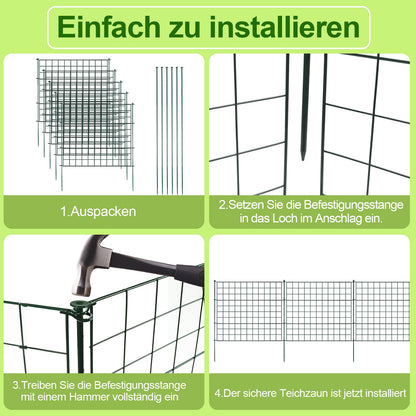 Teichzaun Gartenzaun Metall Steckzaun Set