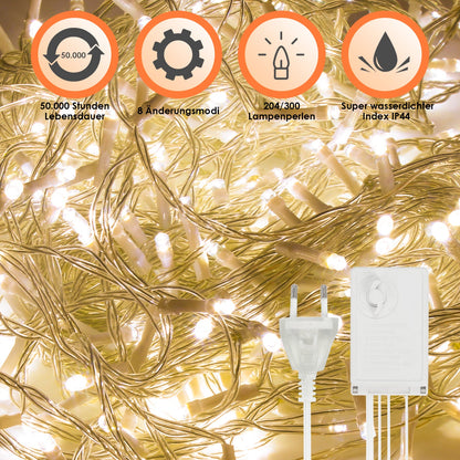 Hengda LED Lichternetz Lichtervorhang Lichterkette Außenlichterkette Strip 8 Modi