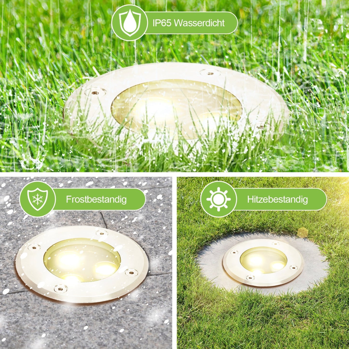 Hengda Bodeneinbaustrahler Aussen  Warmweiß Runde Bodenstrahler, 3W IP67 WasserdichtBodenleuchte aus Edelstahl für [Energieklasse G]