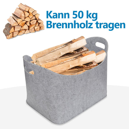 Hengda Filzkorb Wohnzimmer Kaminholz Aufbewahrungskorb Kleidung Filz Büro Faltbar Grau