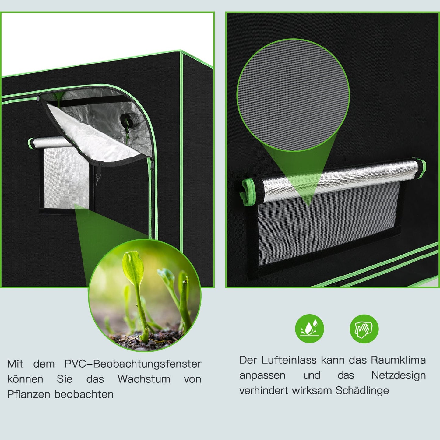 Hengda Growbox Pflanzenzelt Gewächszelt Indoor Darkroom Gewächshaus Growzelt Drahtloch