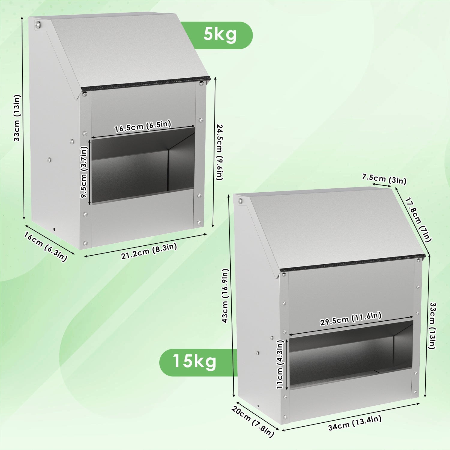 Hühnerfutterautomat 4,5 kg / 11,5 kg mit Deckel & Wandhalterung