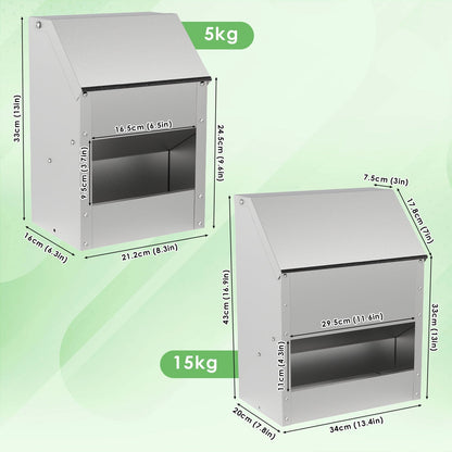 Hühnerfutterautomat 4,5 kg / 11,5 kg mit Deckel & Wandhalterung
