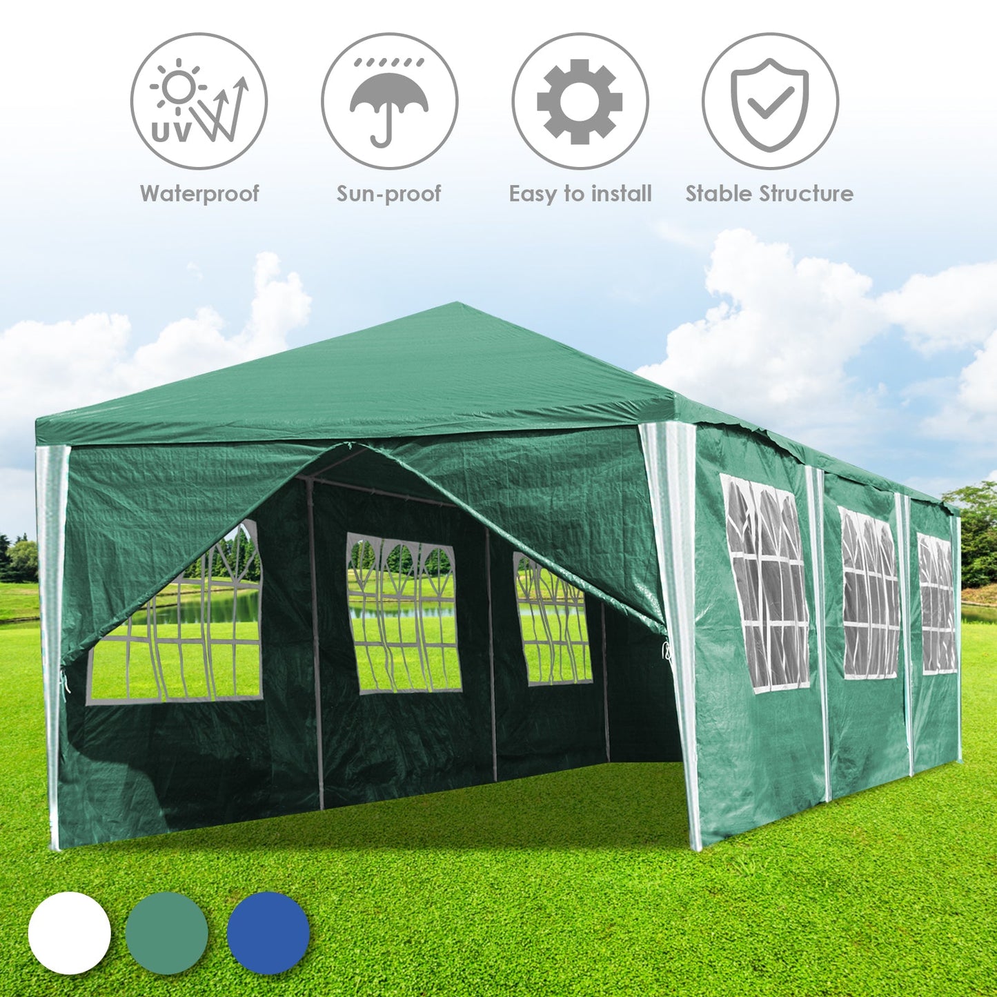 Hengda Gartenpavillon Partyzelt Pavillon Gartenzelt Hochzeit Festzelt 3x3-3x9m