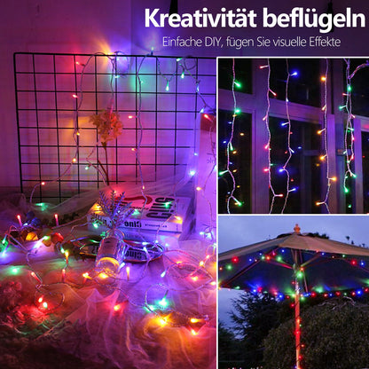 Hengda LED Lichterkette Warmweiß Kaltweiß Bunt Wasserdichte IP44 8 Modi Lichterkette für Party, Garten, Weihnachten