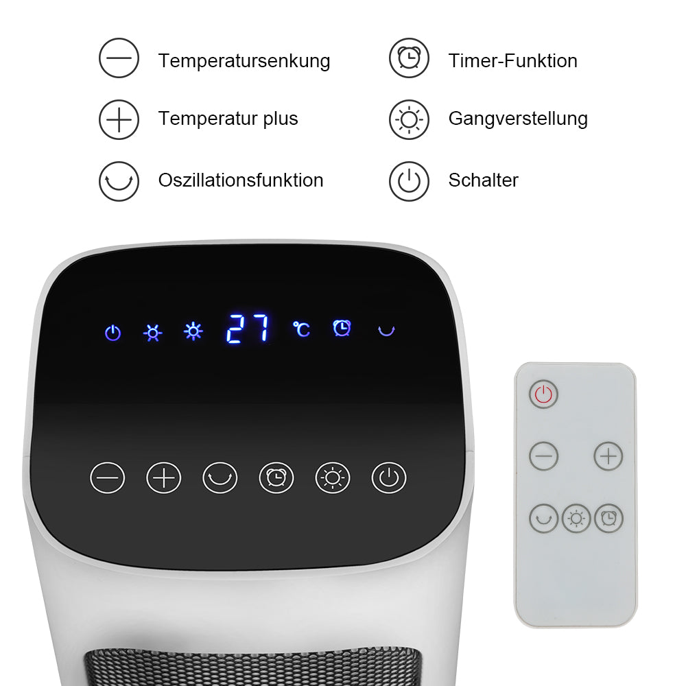 Hengda Heizlüfter Thermostat Heizgerät Heater Schlafzimmer 2000W Heizung Keramik Timer