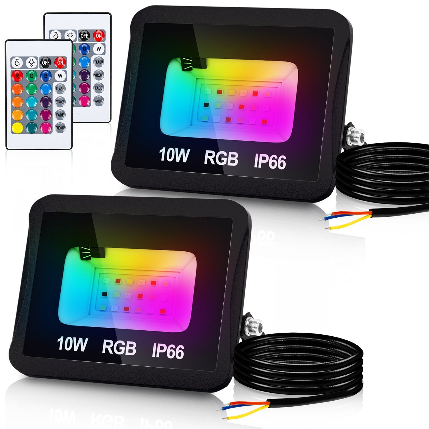 Hengda RGB LED Strahler Außen mit Fernbedienung, 10/20/30/50 W Fluter LED Dimmbar, Flutlicht IP66 Wasserdicht, 4 Modi