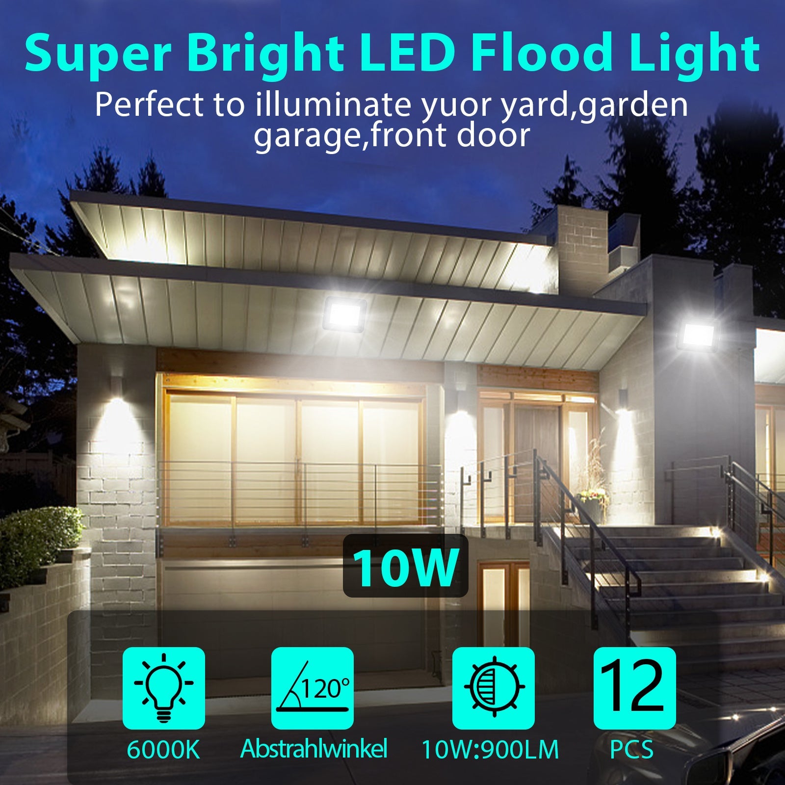 Hengda LED Strahler Außen, LED Fluter 10W-100W, LED Scheinwerfer Kaltweiß/Warmweiß, Aussenstrahler IP66 Wasserdicht (Kein Stecker)