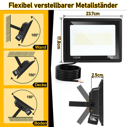 Hengda LED Strahler Außen Dimmbar, LED Fluter 3000K/4000K/6500K, IP66 Wasserdicht Scheinwerfer (kein Stecker)
