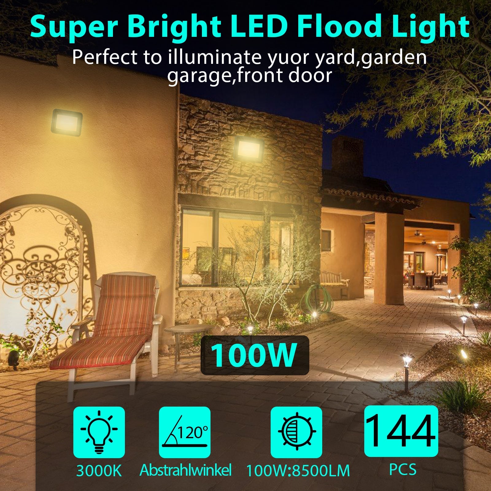 Hengda LED Strahler, 20/30/50/100W LED Fluter, Warmweiß/Kaltweiß Außenstrahler, IP66 Scheinwerfer (kein Stecker)