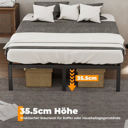 Hengda Doppelbett 140 x 200 cm, Bettgestell Bettrahmen 300 kg Statische Tragkraft