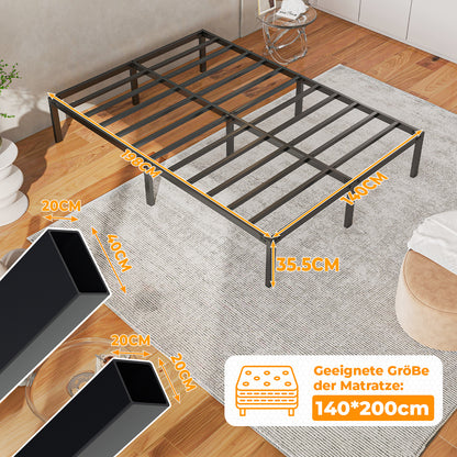 Hengda Doppelbett 140 x 200 cm, Bettgestell Bettrahmen 300 kg Statische Tragkraft