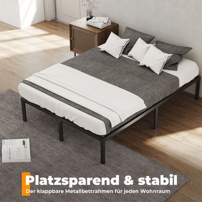 Hengda Doppelbett 140 x 200 cm, Bettgestell Bettrahmen 300 kg Statische Tragkraft