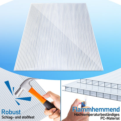 Hengda 14x Hohlkammerplatten 4 mm Transparent | Doppelstegplatten Gewächshaus | Polycarbonat Treibhausplatten 60.5 x 121cm | 10,25 m², für Frühbeet, Garten & Überdachung