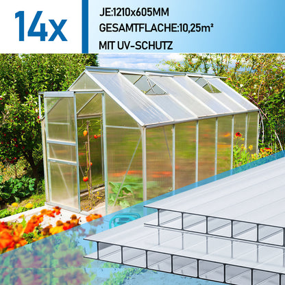 Hengda Polycarbonat Hohlkammerstegplatten, 60,5x121 cm Gewächshausplatten mit 50 x W-Clips und 50 x Z-Clips