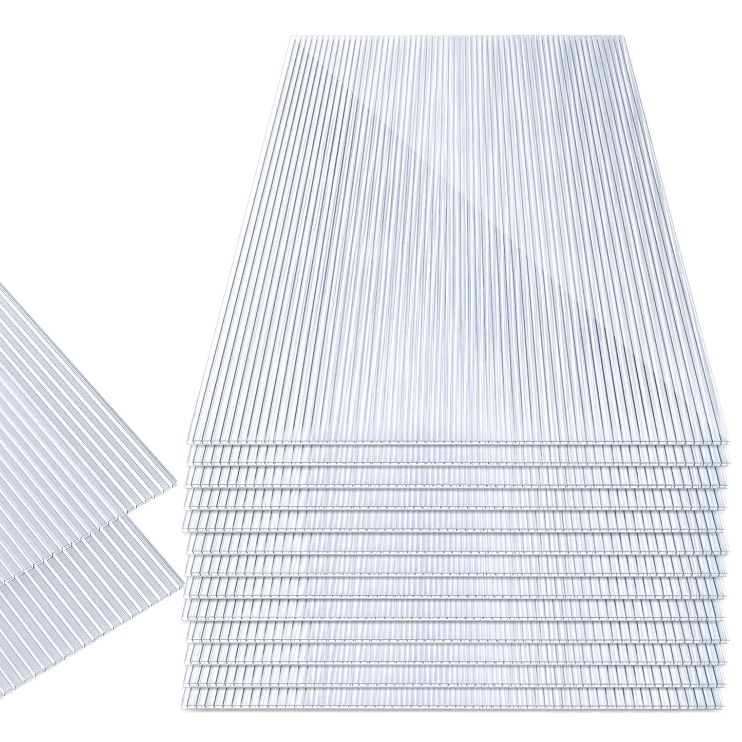 Hengda Polycarbonat Hohlkammerstegplatten, 60,5x121 cm Gewächshausplatten mit 50 x W-Clips und 50 x Z-Clips