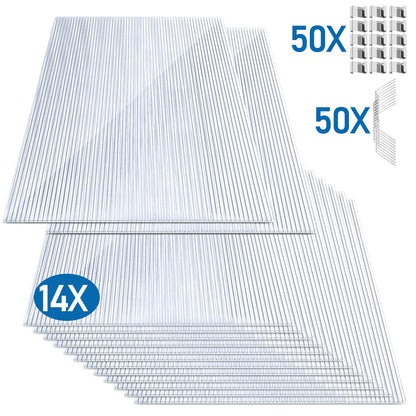 Hengda Polycarbonat Hohlkammerstegplatten, 60,5x121 cm Gewächshausplatten mit 50 x W-Clips und 50 x Z-Clips