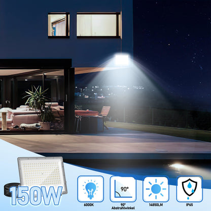 Hengda LED Strahler Außen 10–200W | LED Fluter 6000K Kaltweiß | IP65 Wasserdichter Außenstrahler mit 120° Abstrahlwinkel für Garten, Hof, Garage & Fassadenbeleuchtung (ohne Stecker)