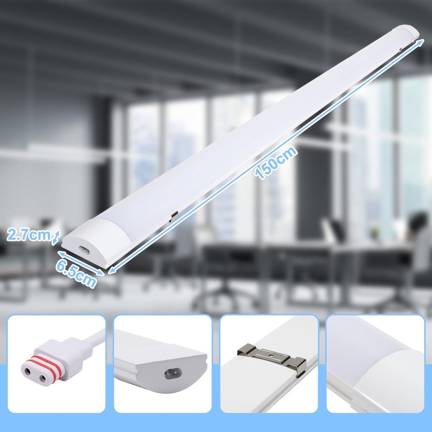 Hengda LED Feuchtraumleuchte 18W/36W/48W, IP65 Wasserfest Led Röhre Werkstattlampe 4000K Neutralweiß, Wannenleuchte