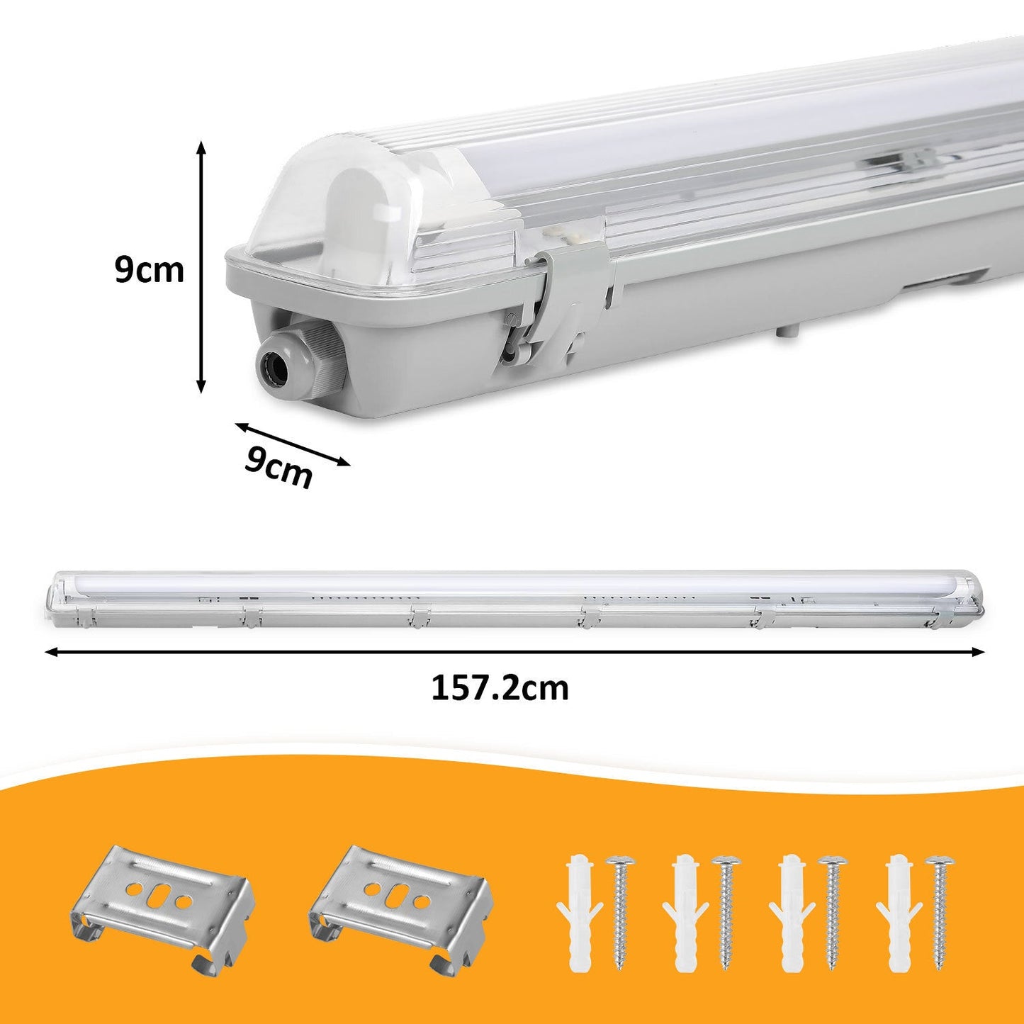 Hengda LED Feuchtraumleuchte 18W/24W, Wannenleuchte 4000K Neutralweiß, T8 LED Röhre, Feuchtraumlampe IP65 Wasserfest Röhrenlampe, Werkstattlampe