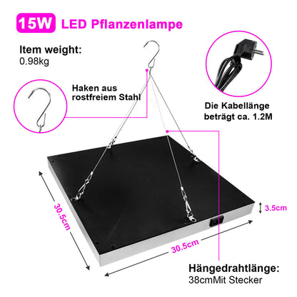 Hengda LED Pflanzenlampe 15W-45W | Vollspektrum Grow Light für Indoor Pflanzen & Gemüse | LED Pflanzenlicht Quadrat | Effizient & Energie-sparend | Zimmerpflanzen, Tomaten, Chili, Orchideen
