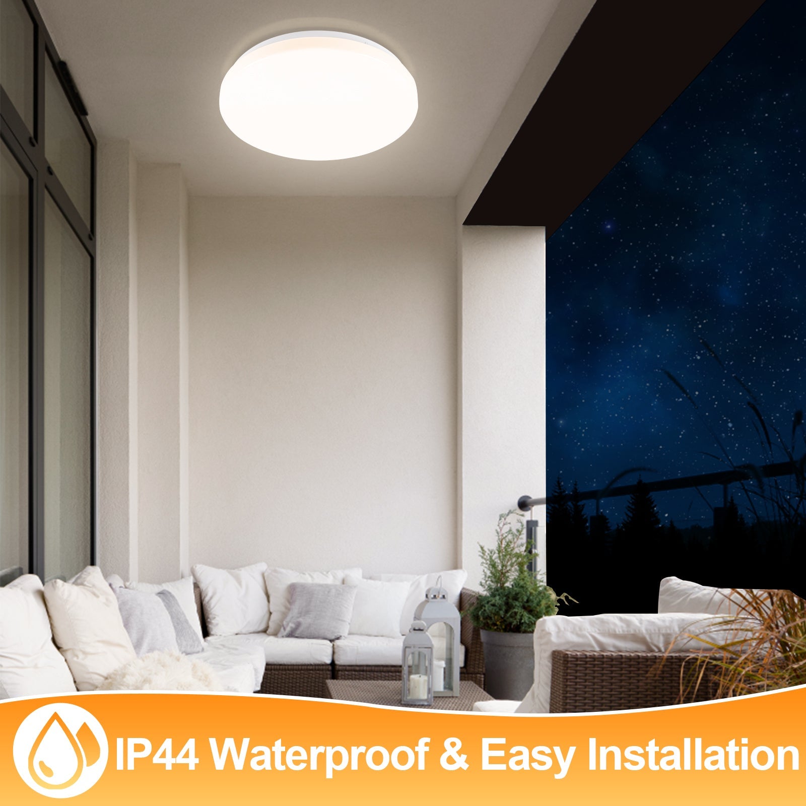 Hengda 18W LED Deckenleuchte mit Bewegungsmelder, Deckenlampe mit Fernbedienung Neutral weiß, IP44 Wasserdicht