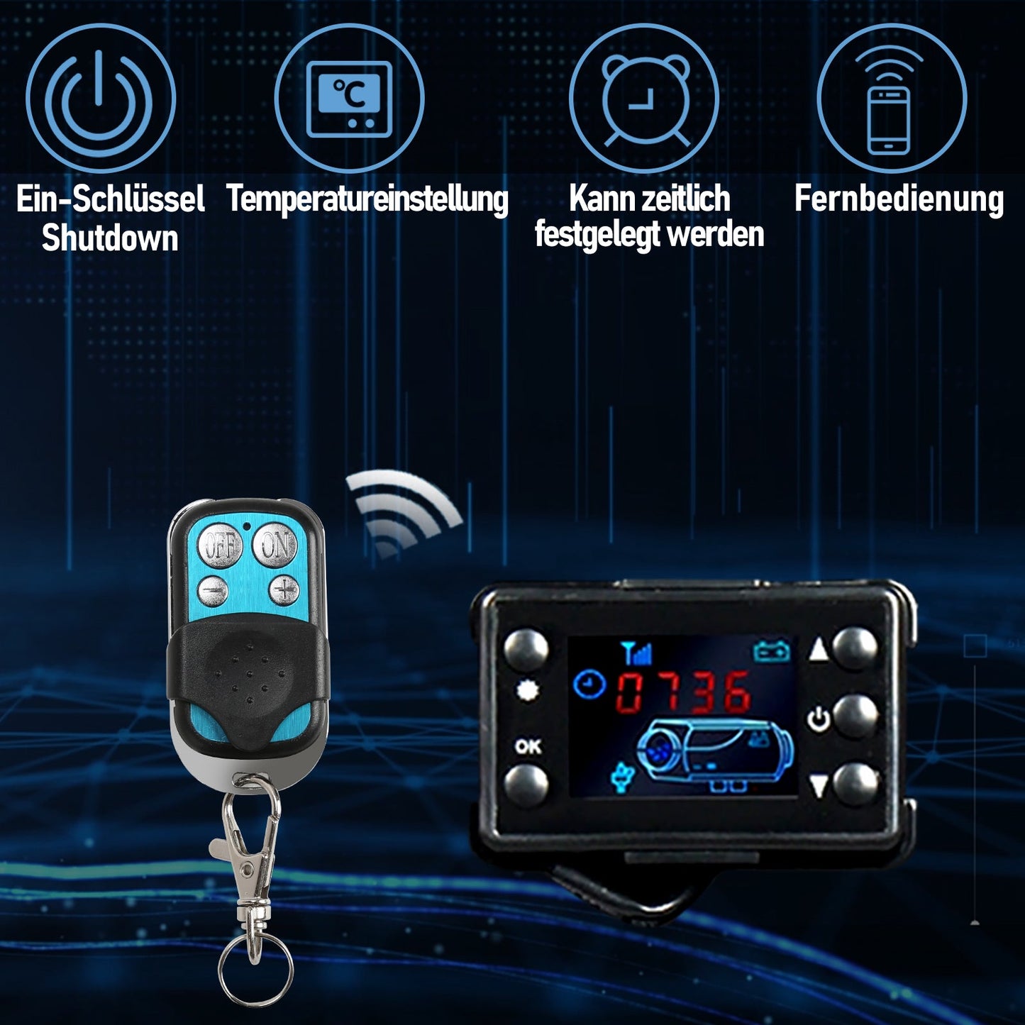 Hengda 5KW 12V Diesel Standheizung Luftheizung Heizung Auto Air Heater PKW LKW LCD