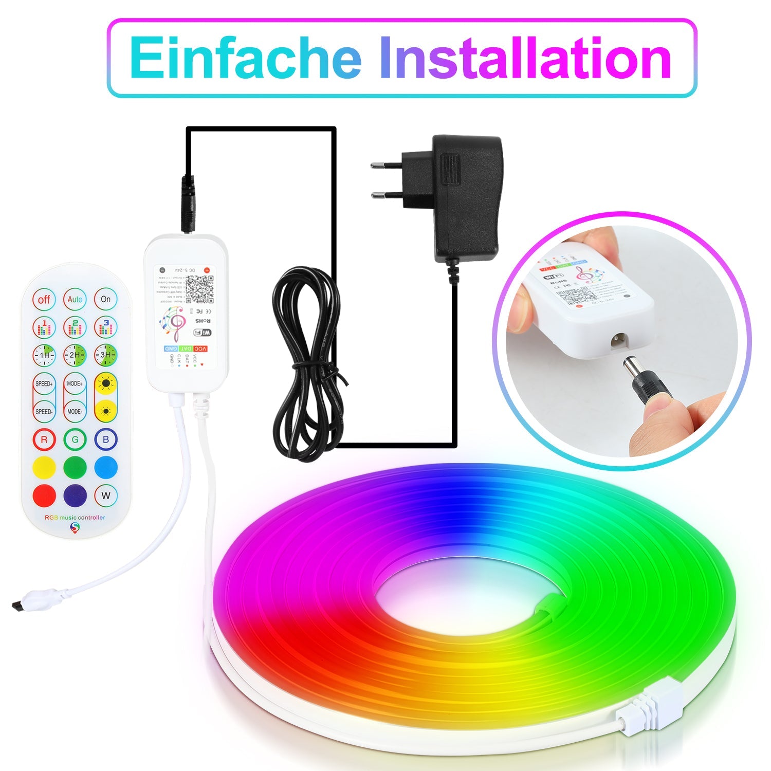 Hengda 2-10M Neon Led Streifen RGBIC LED Strip Flex Schlauch Wasserfest, Diffus, Dimmbar, App-Steuerung