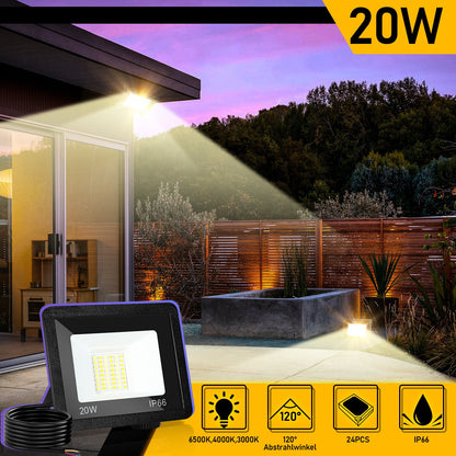 Hengda LED Strahler Außen Dimmbar, LED Fluter 3000K/4000K/6500K, IP66 Wasserdicht Scheinwerfer (kein Stecker)