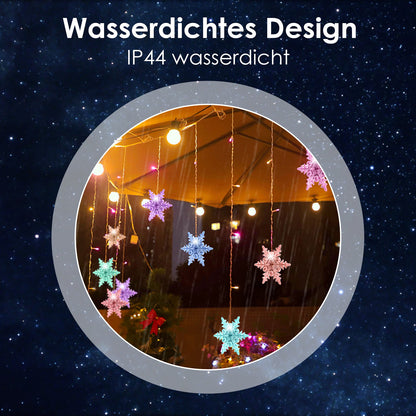 Hengda LED Lichterkette Schneeflocke PartyLicht IP44 Lichterketten Xmas Lichtervorhang