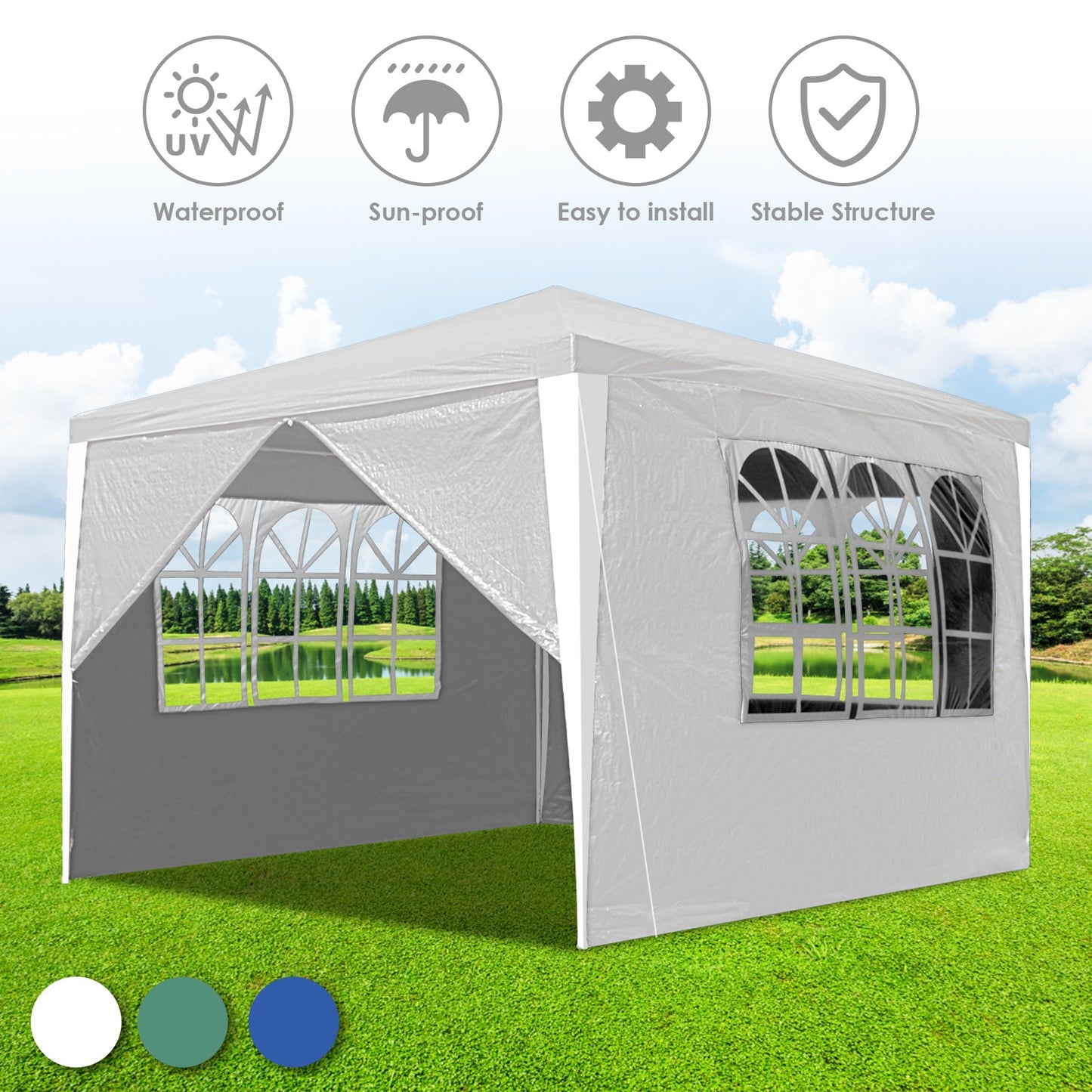 Hengda Gartenpavillon Partyzelt Pavillon Gartenzelt Hochzeit Festzelt 3x3-3x9m