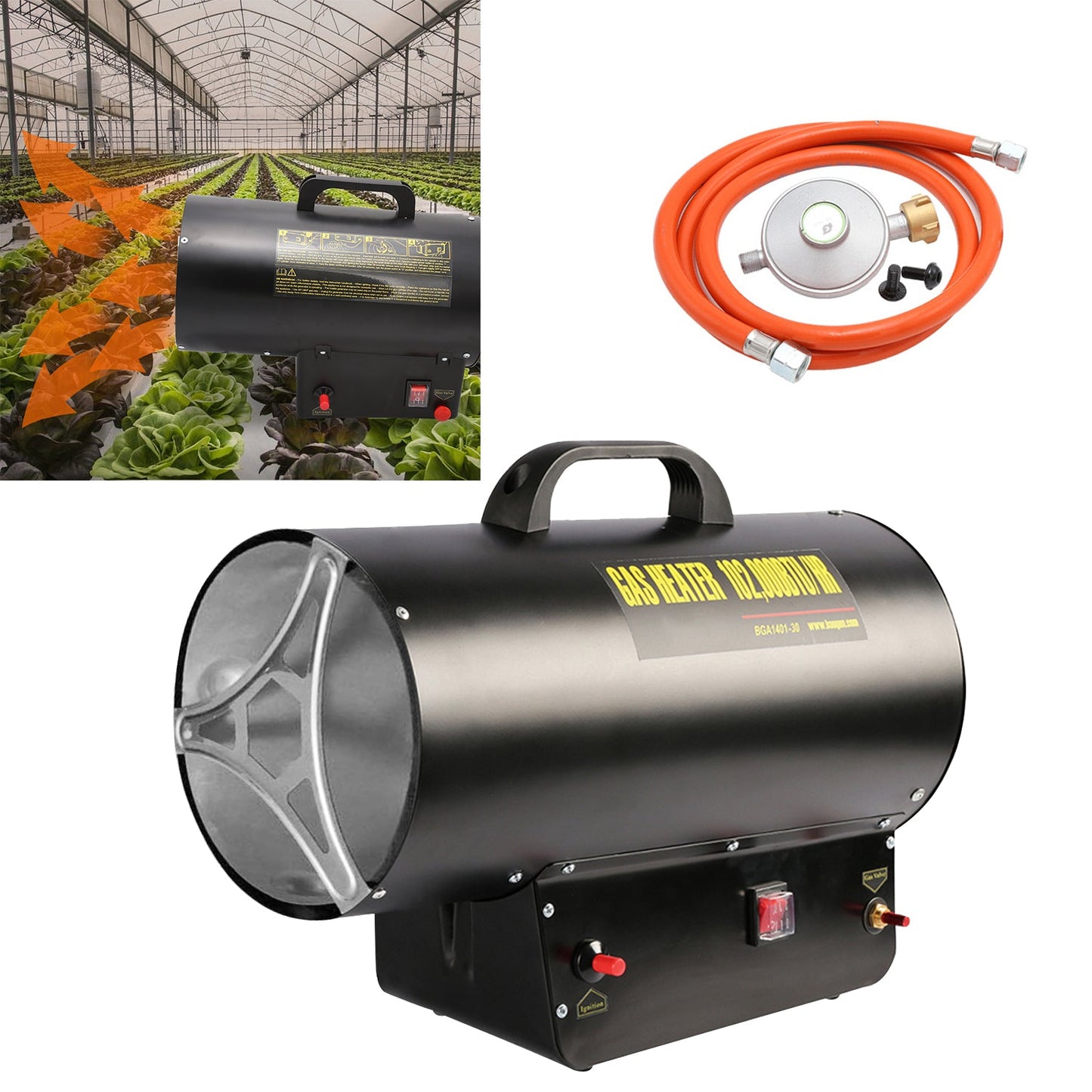 Hengda Gasheizgebläse Bauheizer Gas-Direktheizer 10-30kW Gasofen Gasheizer Heizkanone