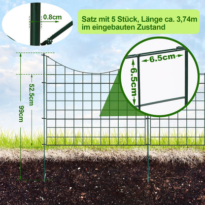 Teichzaun Gartenzaun Metall Steckzaun Set