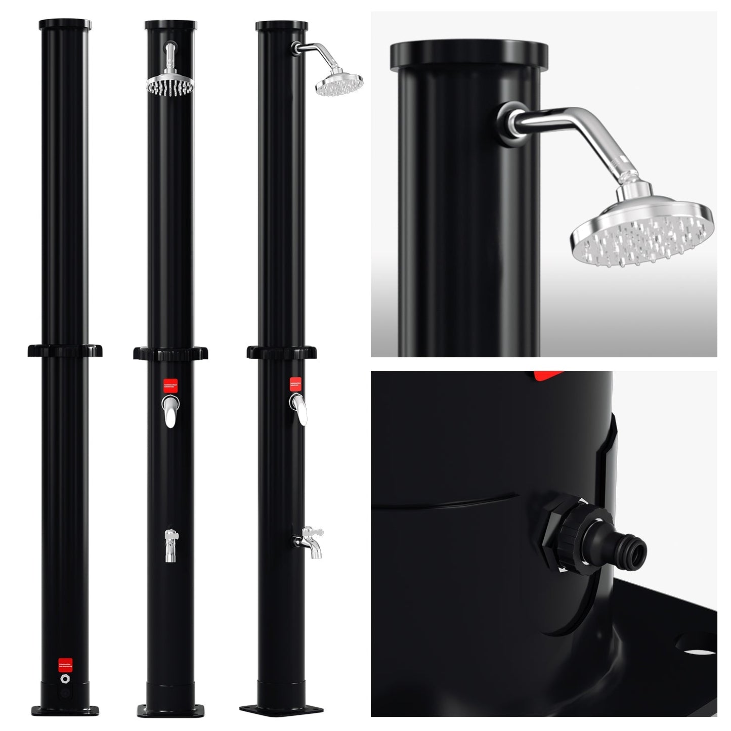 Hengda Solar Gartendusche 20/35/40 L mit Regenduschkopf & Schutzhaube | Solardusche bis 60 °C ohne Strom | Outdoor Pooldusche für Garten, Camping & Terrasse