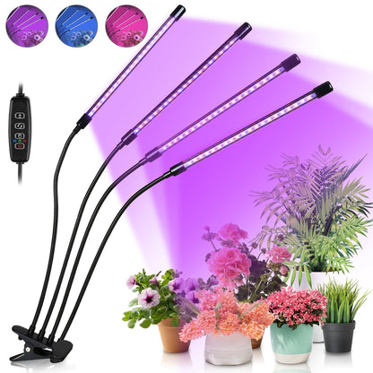 Hengda 40W/30W Pflanzenlampe LED, 4/3 Köpfe Pflanzenleuchte, Vollspektrum Wachstumslampe mit Zeitschaltuhr