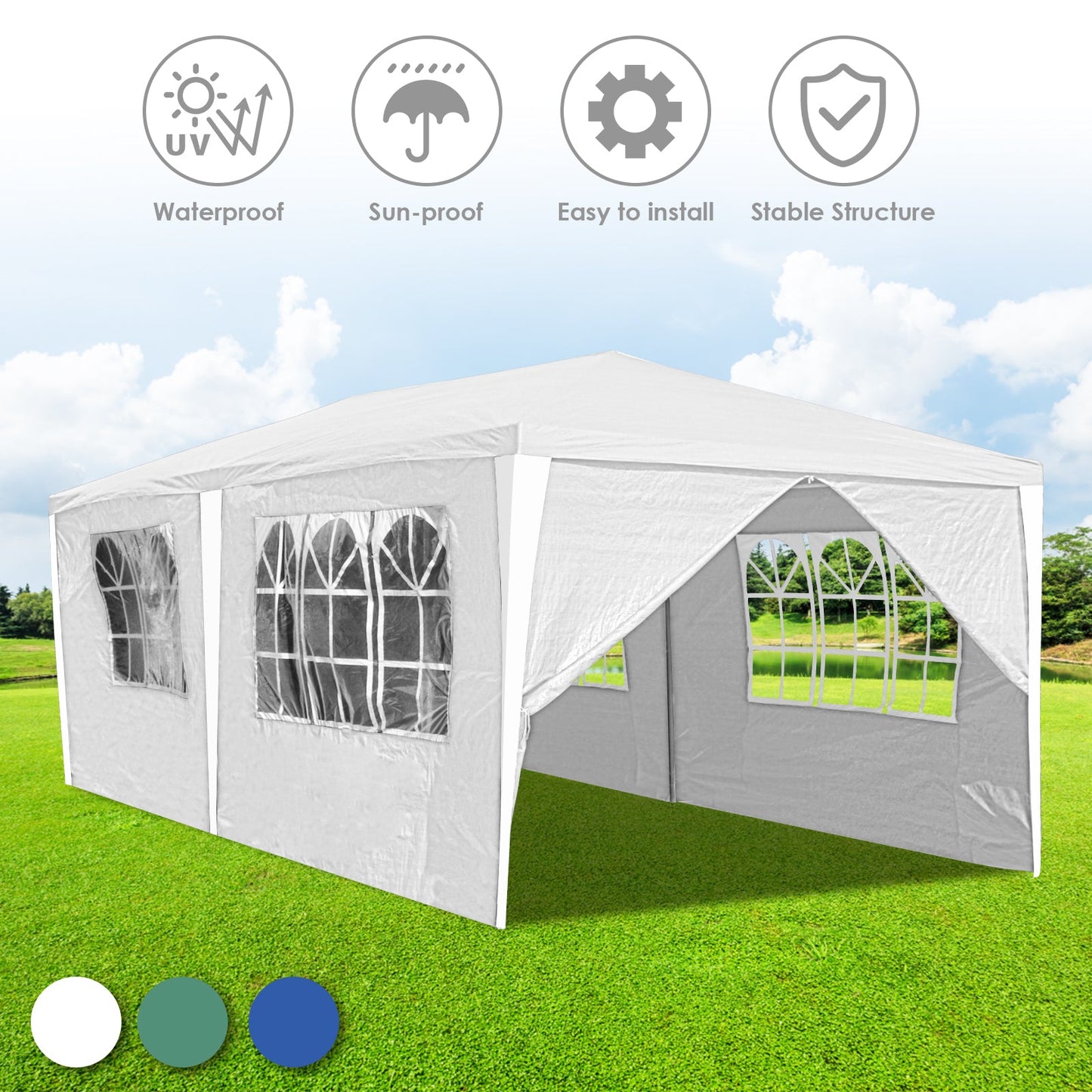 Hengda Gartenpavillon Partyzelt Pavillon Gartenzelt Hochzeit Festzelt 3x3-3x9m