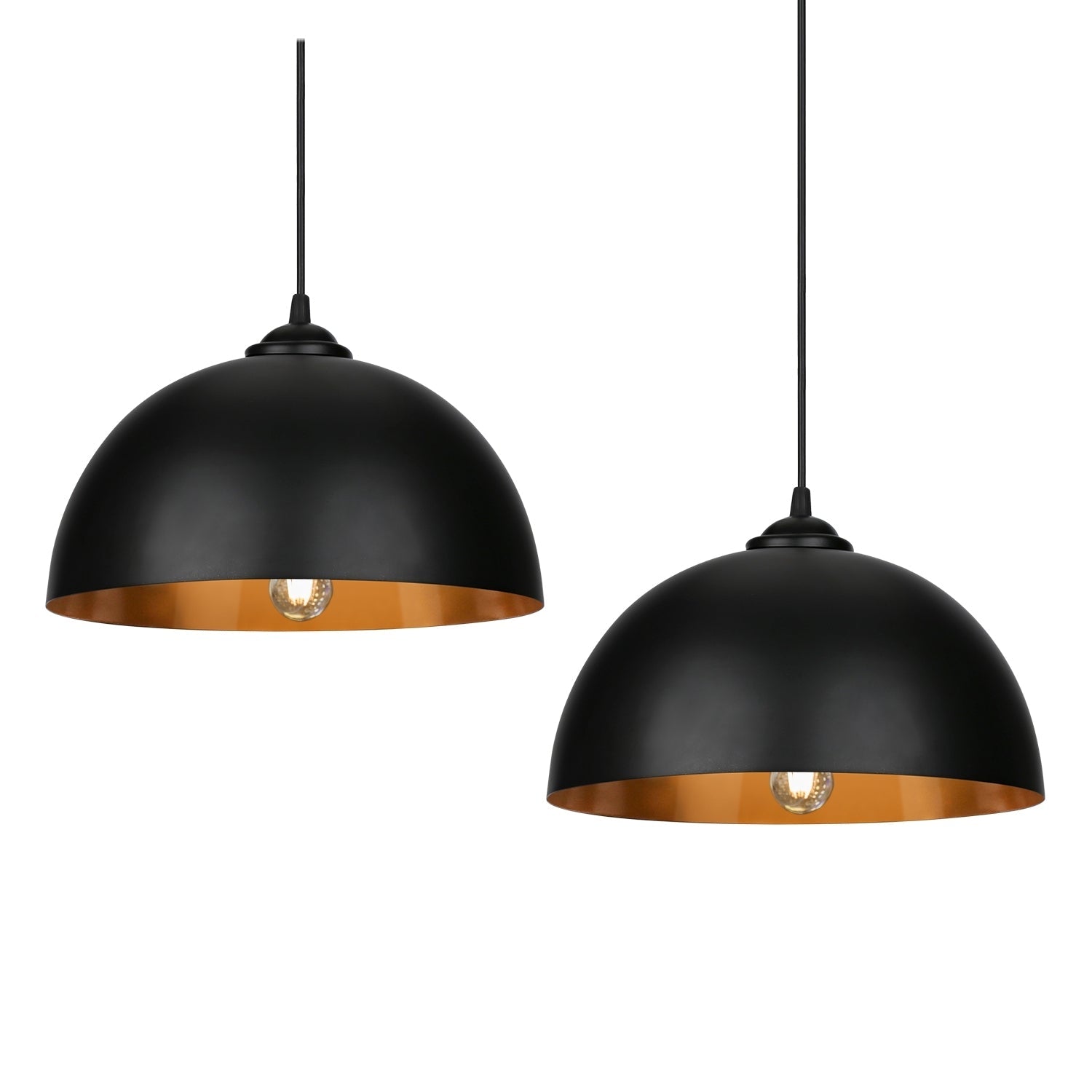 Hengda 2x Retro Pendelleuchte, Vintage Industrielle LED Hängelampe für max 60W, Ø 30cm (Ohne Leuchtmitte)