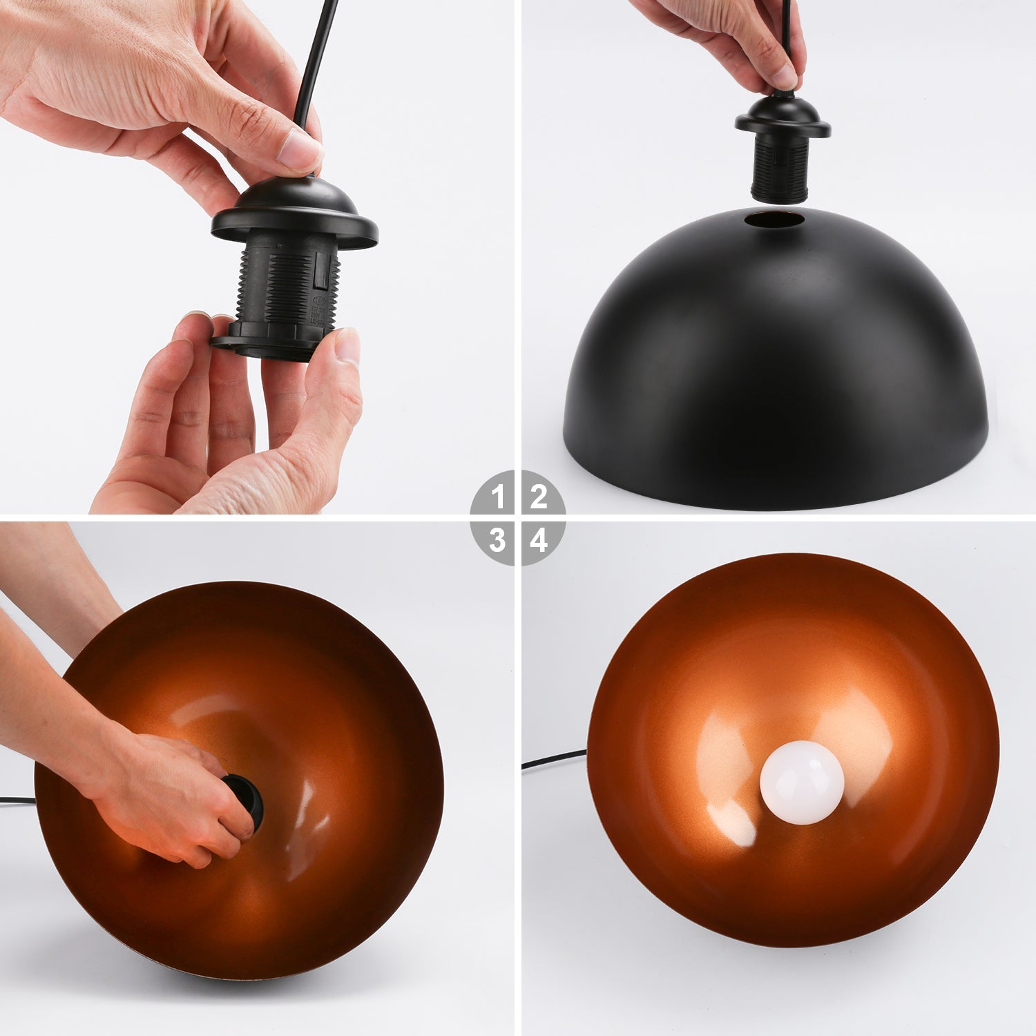 Hengda 2x Retro Pendelleuchte, Vintage Industrielle LED Hängelampe für max 60W, Ø 30cm (Ohne Leuchtmitte)
