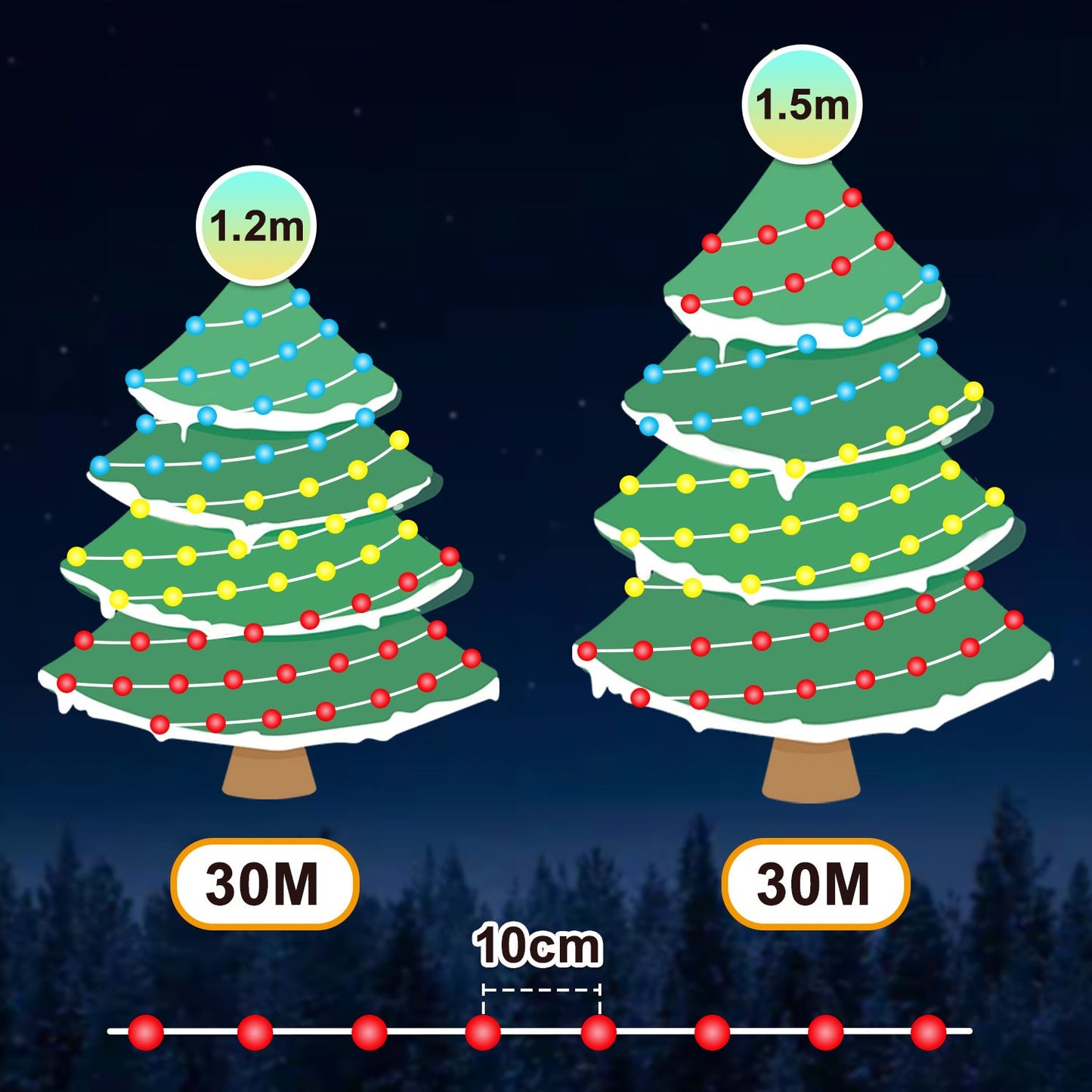 Hengda RGBIC LED Lichterkette Außen IP65 | Farbwechsel Weihnachtslichterkette Dimmbar | LED Lichterkette für Garten, Balkon, Party & Innenbereich